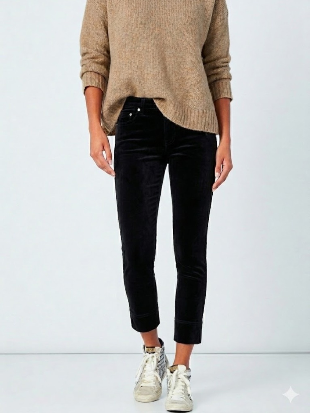 Rag and Bone Black Skinny Velvet Pants. Size 27, 10” Capri